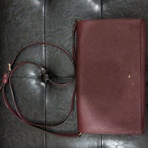 Kate Spade burgundy/red/purple crossbody purse/convertible clutch, polka dot